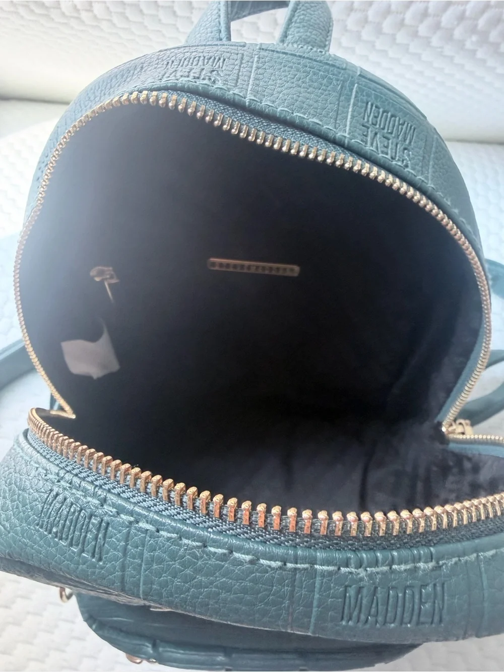 Steve Madden Teal Embossed Mini Backpacks with Gold Hardware